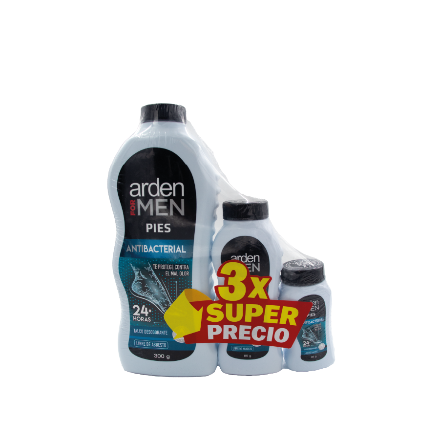 Talco en polvo para hombre Antibacterial Combo x3