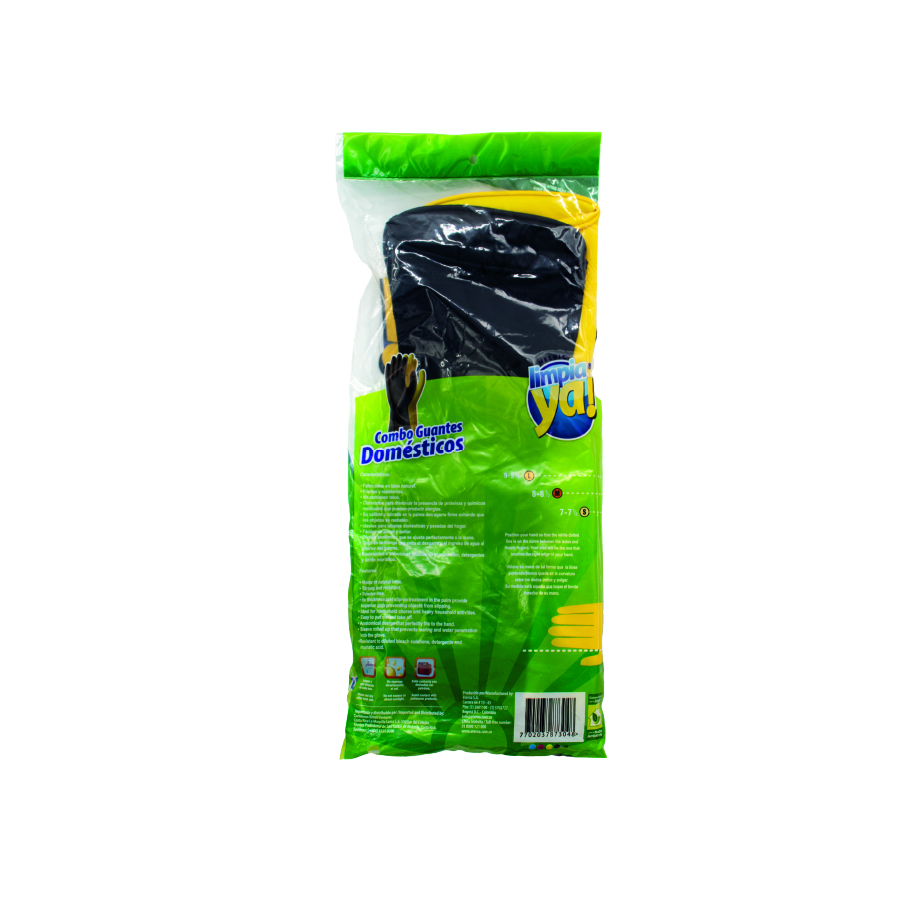 Combo Guantes Limpiaya Domestico y Semi industrial Talla 8