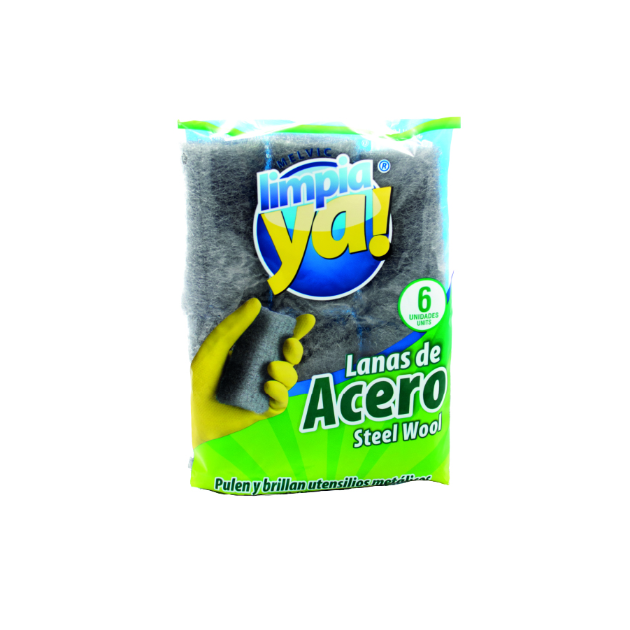 Esponja para brillo Lana Acero x6